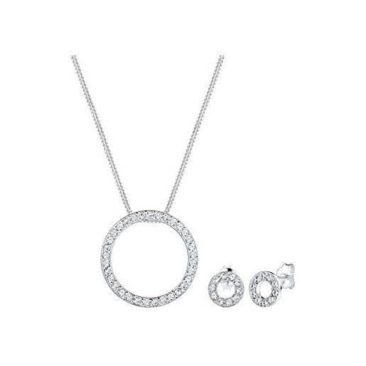 Elli set di gioielli donna ciondolo motivo circolare di base con cristalli in argento sterling 925