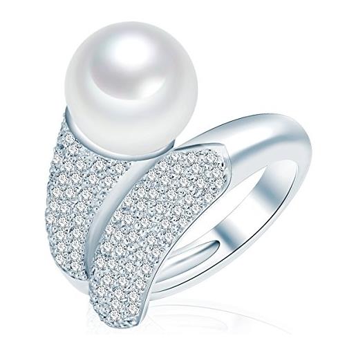 Valero Pearls - anello con perle d'acqua dolce / di allevamento - argento sterling 925 - gioielli con perle e zircone - gioielli da donna - in molti formati, anello con zircone - 60925023