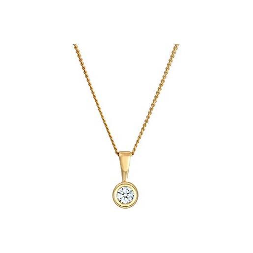 DIAMORE elli diamonds collana donne solitario cerchio rotondo con diamante (0,11 ct. ) in oro giallo 585