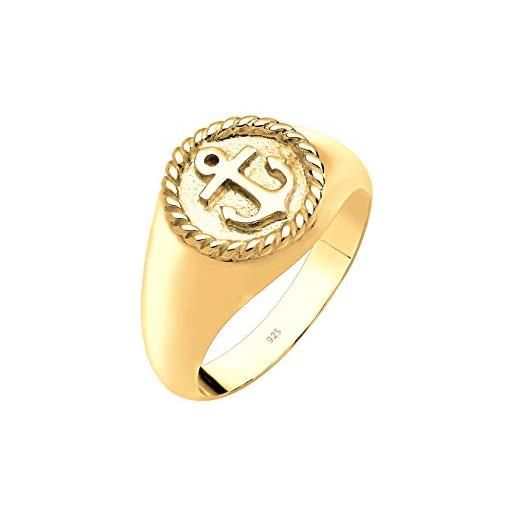 Elli anello con ancora da donna in argento 925, placcato oro, misura 12