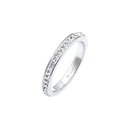 Elli anelli elegante anello a fascia in argento sterling 925 dorato con cristalli per donna