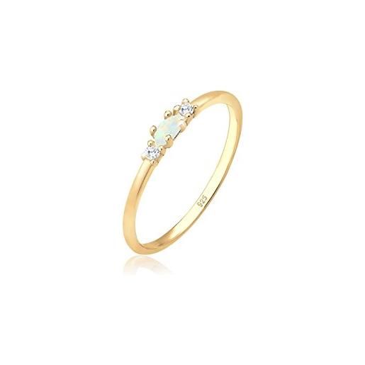 Elli anelli donne vintage con cristalli di zirconia e opale in argento sterlino 925 placcato oro