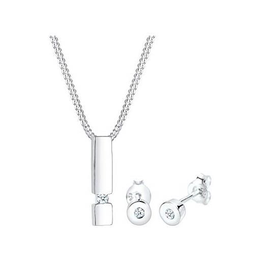 DIAMORE elli diamonds gioielli set donne orecchini pendenti geo solitaire con diamante (0,09 ct. ) in argento sterling 925
