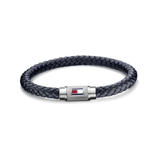Tommy Hilfiger jewelry braccialetto da uomo in pelle blu navy - 2701000