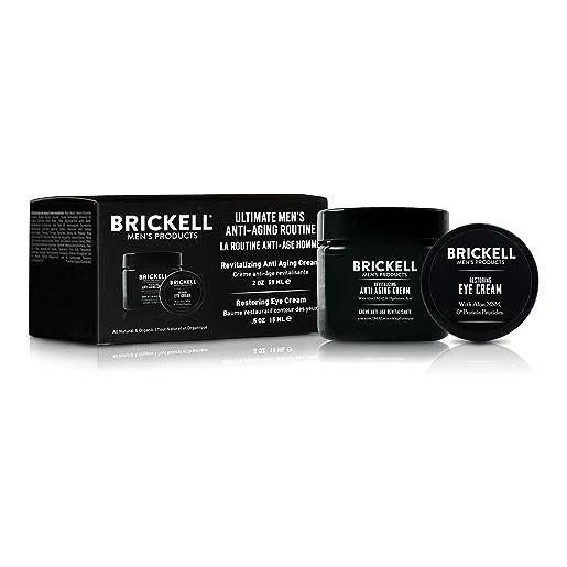 Brickell Men's Products brickell men's ultimate anti-aging routine, crema viso notte antirughe e crema contorno occhi per ridurre gonfiori, rughe, occhiaie, borse sotto gli occhi, naturale e biologica, profumata