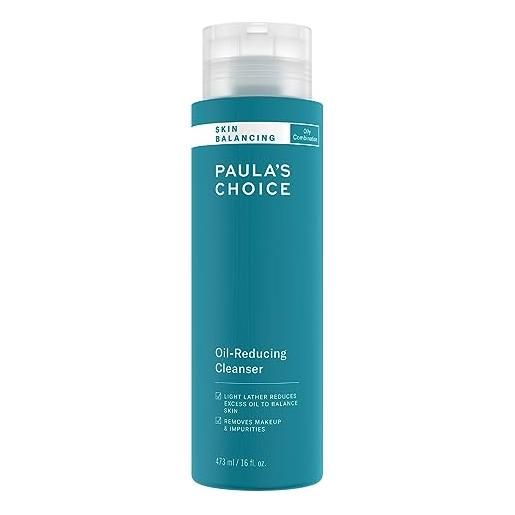 Paula's Choice skin balancing detergente viso - struccante schiumogeno - rimuove eccesso sebo - combatte punti neri - con aloe vera - pelli miste o grasse - 473 ml