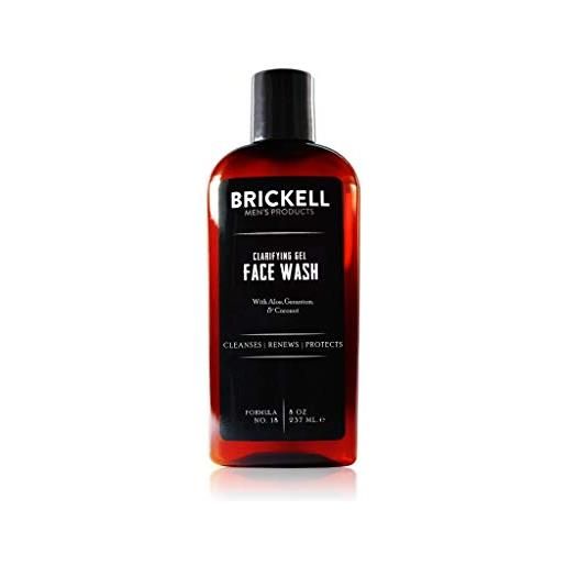 Brickell Men's Products brickell men's detergente viso in gel purificante per uomo, naturale e biologico, detergente viso schiumogeno quotidiano con geranio, cocco e aloe, 237 ml