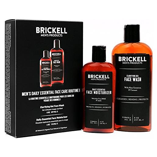 Brickell Men's Products brickell daily essential face care routine i, gel detergente viso e viso idratante lozione, naturale e biologico, profumato