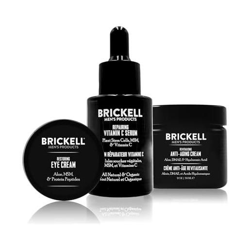 Brickell Men's Products brickell men's advanced anti-aging routine, crema viso notte, vitamina c viso e siero vitamina c, naturale e biologico, profumato