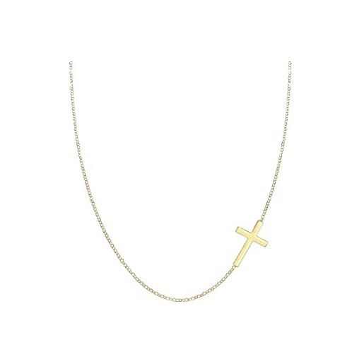 Elli collana donne croce ciondolo religione di base in argento sterlino 925 placcato oro