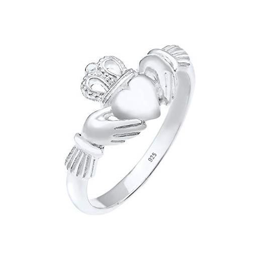 Elli claddagh anello a forma di cuore da donna in argento 925, misura 12