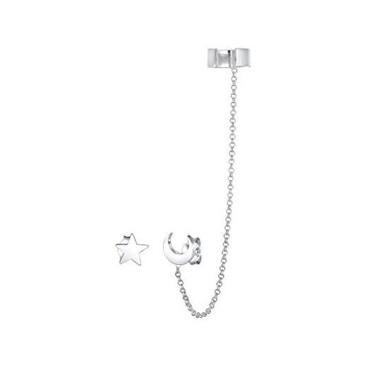 Elli orecchini donne clip per orecchio orecchini a perno astro stelle mezzaluna in argento sterlino 925