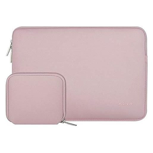 MOSISO laptop sleeve compatibile con mac. Book pro 16 2023-2019 m3 a2991 m2 a2780 m1 a2485 a2141/pro retina 15 a1398, 15-15,6 pollici notebook, neoprene borsa custodia con piccolo case, baby rosa