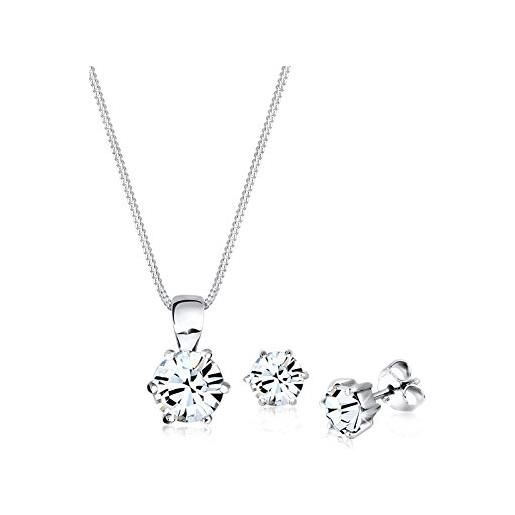 Elli set di gioielli donne di base con cristalli in argento sterlino 925