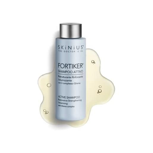 Skinius - fortiker shampoo attivo, ristrutturante, rinforzante e volumizzante per capelli sani e lucenti, 200 ml