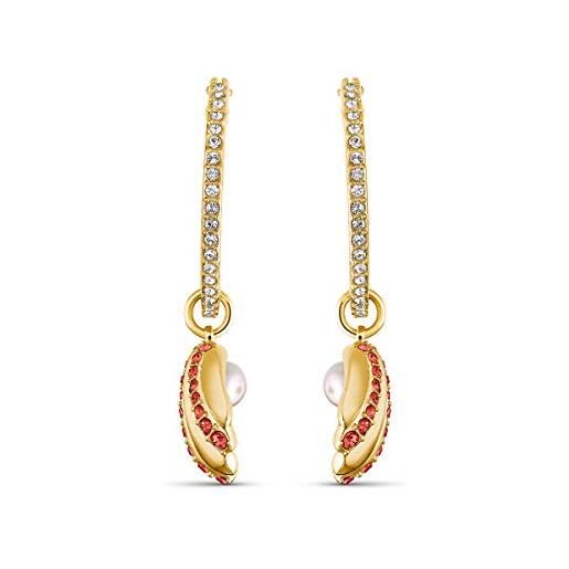 Swarovski orecchini a cerchio shell pearl, placcato oro, rosso
