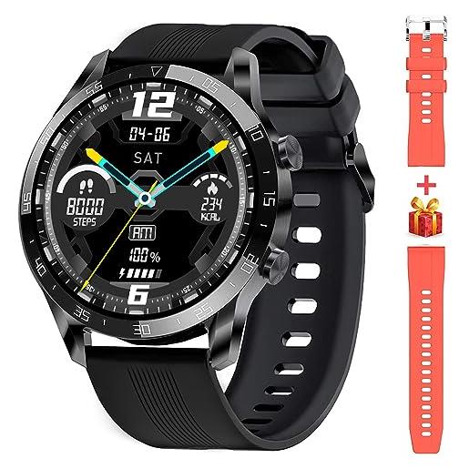 Blackview x1 smartwatch uomo orologio fitness impermeabile 5atm smart watch cardiofrequenzimetro da polso contapassi smartband activity tracker cronometro per android ios (2 cinghie)