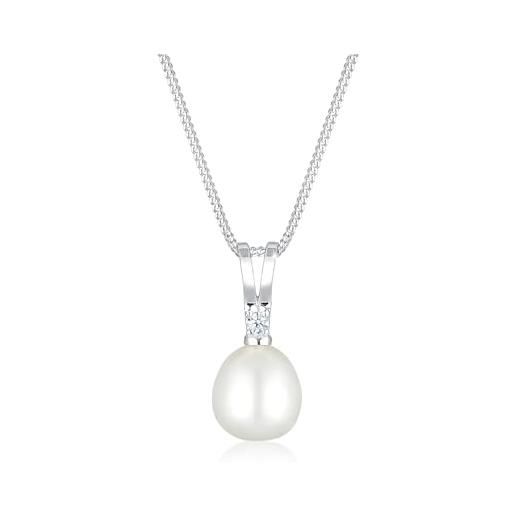 DIAMORE elli diamonds collana donne perla coltivata d'acqua dolce ciondolo diamanti (0.03ct) in argento sterling 925