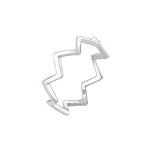 Elli anelli donna geo zigzag square tendenza in argento sterling 925