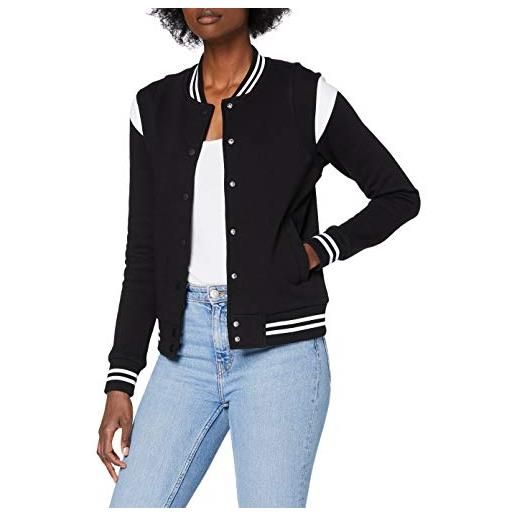 Urban Classics ladies organic inset college sweat jacket giacca, nero/bianco, xs donna