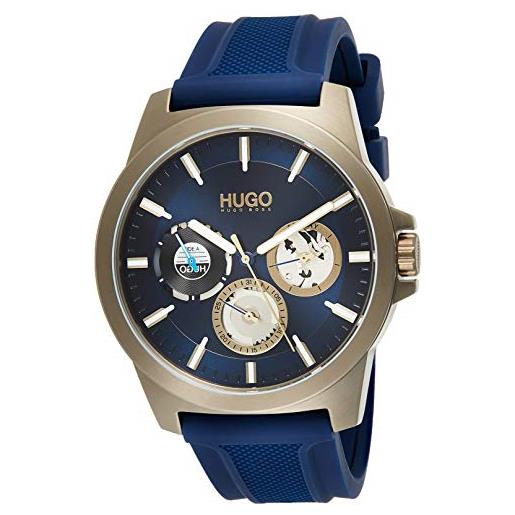 Hugo orologio analogico multifunzione al quarzo da uomo con cinturino in silicone blu - 1530130