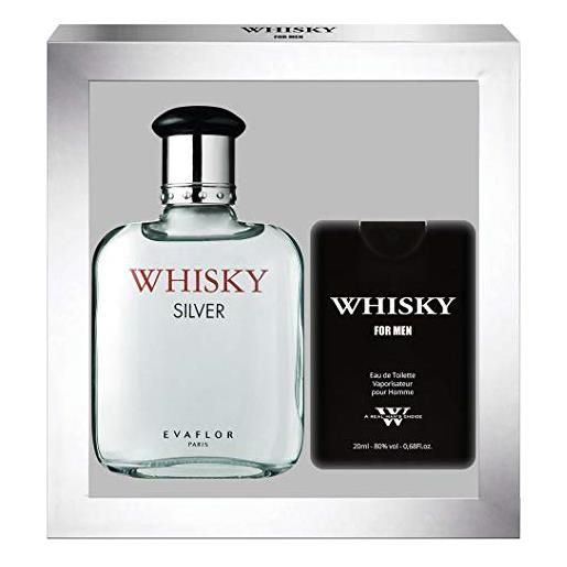 EVAFLORPARIS whisky silver - cofanetto eau de toilette 100ml + profumo da viaggio 20 ml - spray - profumo uomo - regalo - EVAFLORPARIS