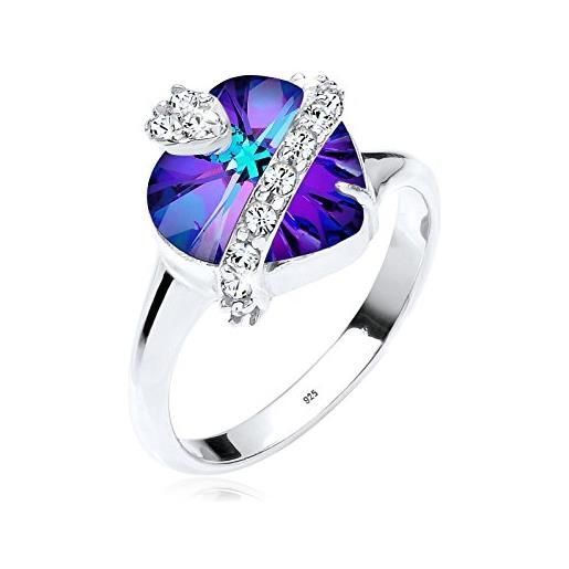 Elli anello da donna in argento con cristallo blu, misura 18