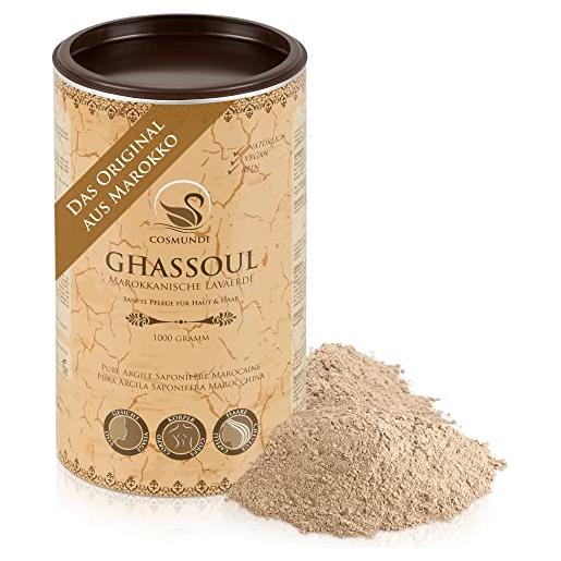 cosmundi ghassoul argilla saponifera marrocchina (rhassoul) 1 kg per il lavaggio dei capelli, la cura del corpo e l'esfoliazione