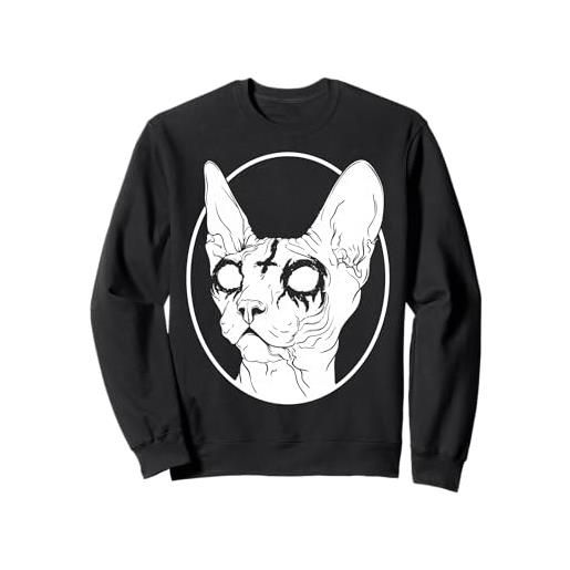 Pastel Goth Sphynx black metal sphynx gatto | pastel goth grunge punk estetico felpa