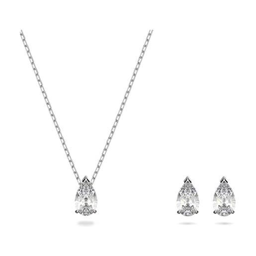 Swarovski set attract, taglio pear, bianco, placcato rodio