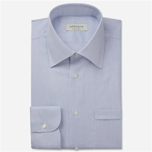 Apposta camicia righe azzurro 100% cotone stiro facile dobby, collo stile collo italiano formale