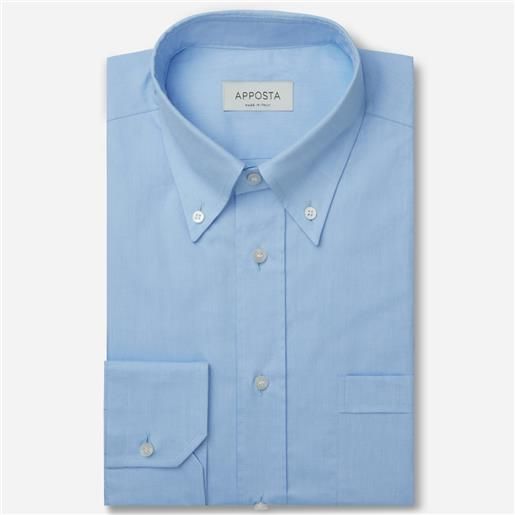 Apposta camicia tinta unita azzurro 100% puro cotone oxford triplo ritorto supima, collo stile collo button down