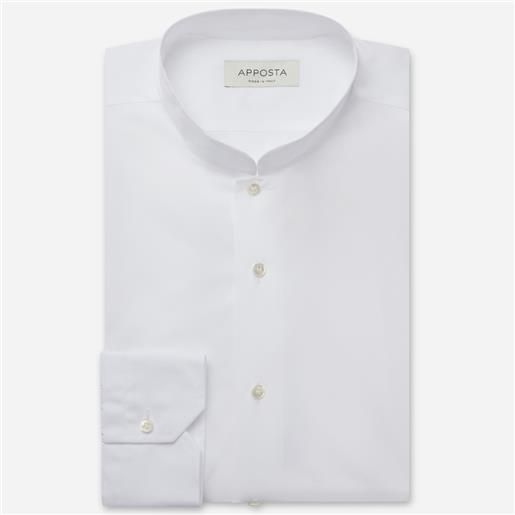 Apposta camicia tinta unita bianco 100% puro cotone twill, collo stile collo alla coreana aperto