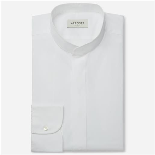 Apposta camicia tinta unita bianco 100% puro cotone popeline giza 87, collo stile collo alla coreana senza bottone