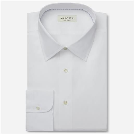 Apposta camicia tinta unita bianco 100% puro cotone oxford, collo stile collo francese basso