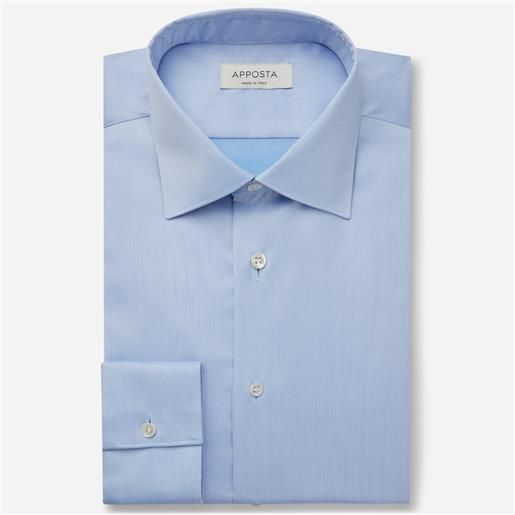 Apposta camicia tinta unita azzurro 100% cotone wrinkle free twill doppio ritorto, collo stile collo italiano basso