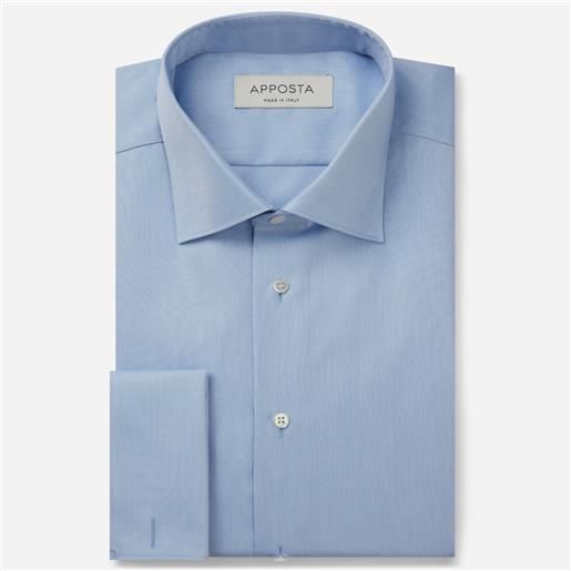 Apposta camicia tinta unita azzurro 100% cotone wrinkle free oxford doppio ritorto, collo stile collo semifrancese, polso da gemelli