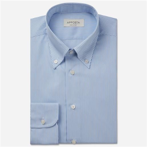 Apposta camicia righe azzurro 100% cotone wrinkle free twill, collo stile collo button down