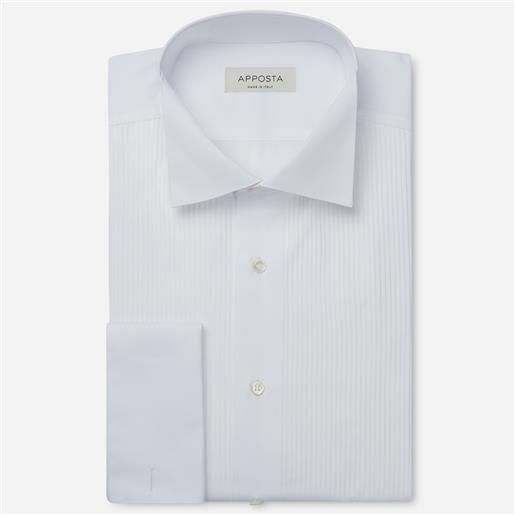 Apposta camicia tinta unita bianco 100% puro cotone, collo stile collo da cerimonia con passante, polso da gemelli