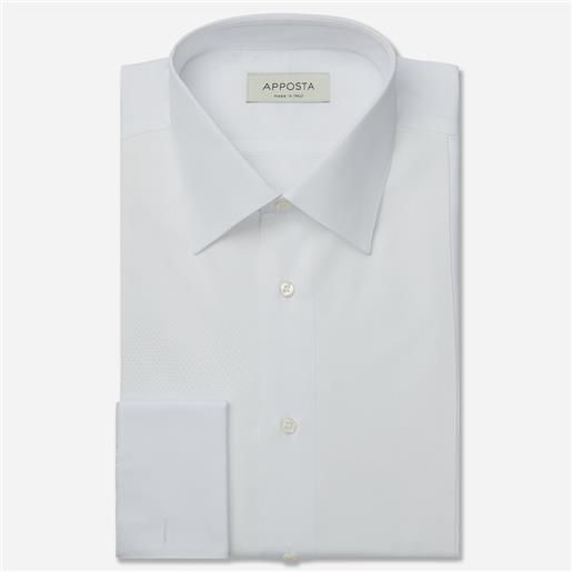 Apposta camicia tinta unita bianco 100% puro cotone, collo stile collo italiano basso, polso da gemelli
