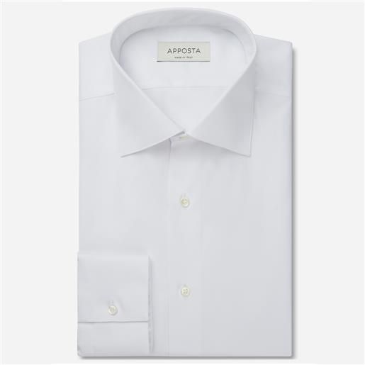 Apposta camicia tinta unita bianco 100% puro cotone twill doppio ritorto, collo stile collo semifrancese