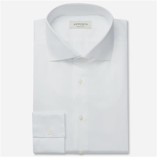 Apposta camicia tinta unita bianco cotone stretch twill, collo stile collo francese basso