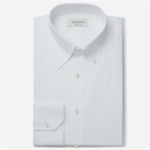 Apposta camicia tinta unita bianco 100% puro cotone popeline doppio ritorto, collo stile collo button down