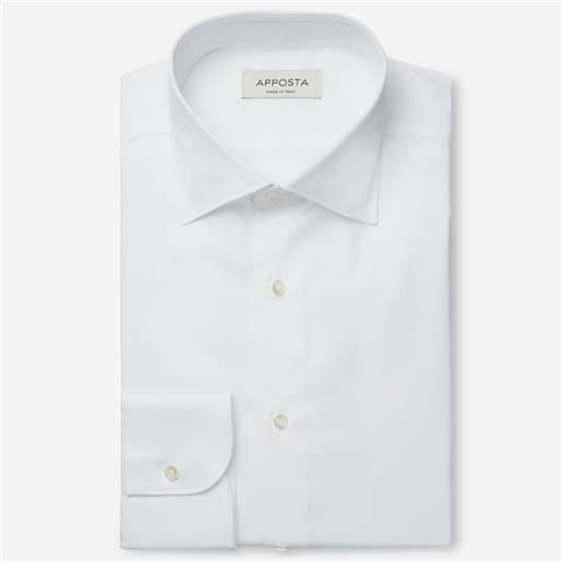 Apposta camicia tinta unita bianco 100% puro cotone popeline giza 87, collo stile collo semifrancese