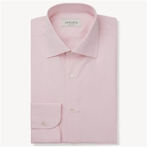 Apposta camicia tinta unita rosa 100% puro cotone popeline doppio ritorto, collo stile collo semifrancese