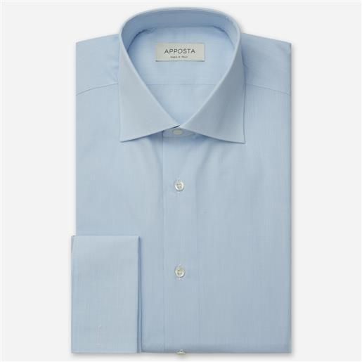 Apposta camicia quadri piccoli azzurro 100% puro cotone tela, collo stile collo semifrancese, polso da gemelli