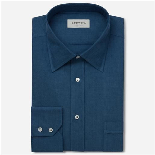 Apposta camicia disegni blu 100% puro cotone denim doppio ritorto, collo stile collo italiano basso