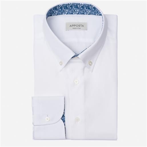 Apposta camicia tinta unita bianco 100% cotone stiro facile twill, collo stile collo button down piccolo