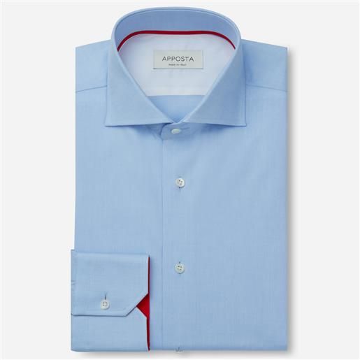 Apposta camicia tinta unita azzurro 100% puro cotone oxford, collo stile collo francese basso
