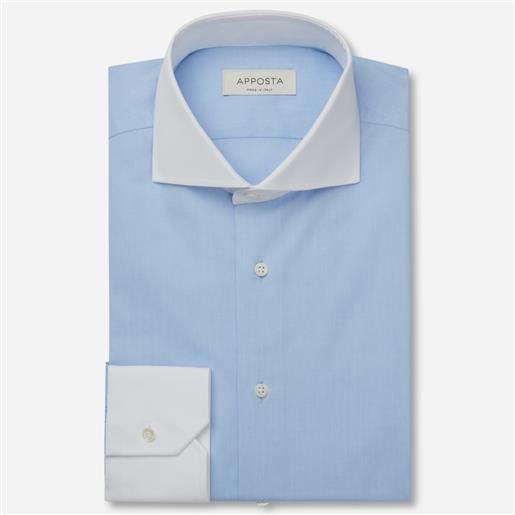 Apposta camicia tinta unita azzurro 100% puro cotone popeline doppio ritorto giza 45, collo stile collo francese basso